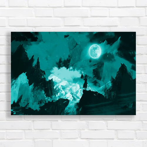 Moonlit landscape fantasy teal - landscape,