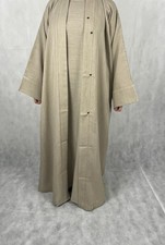 Beige textured open abaya - beige,