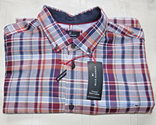 M&S Blue Harbour Men's Luxury Pure Cotton Check Long Sleeve Shirt Pocket 2XL