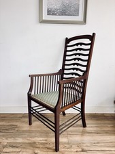 Arts And Crafts Mahogany Ladder Back Armchair