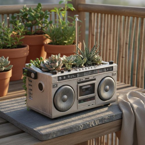 Tape recorder flower - recorder, pot