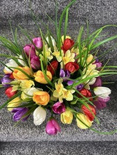 Colourful Tulips Grave Pot
