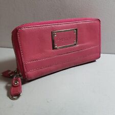 EDINA RONAY Pink Leather Purse Wallet Zip Around Logo Monogram Coin Notes Cards