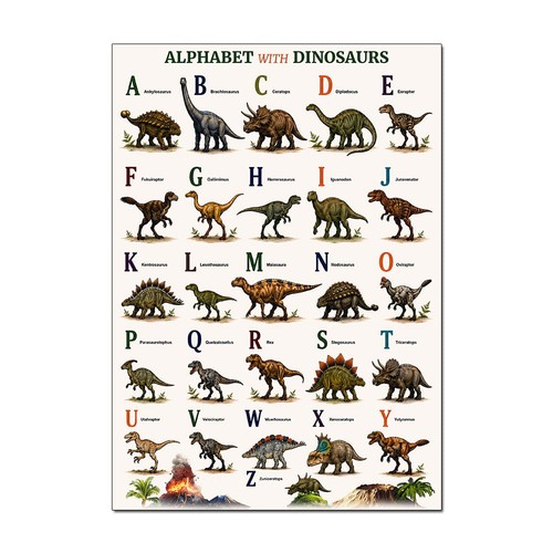 Alphabet with dinosaurs - with,