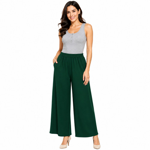 Women plain wide leg palazzo - wide,