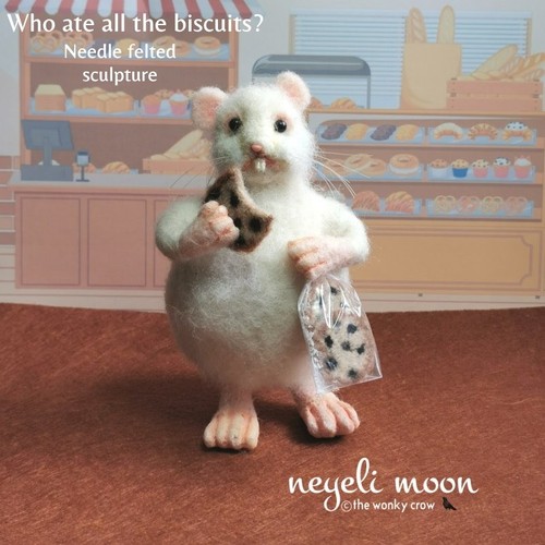 Needle felted mouse who ate - felted, mouse,