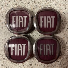 4x Used Original FIAT Red Alloy Centre Cap (M-81) B632