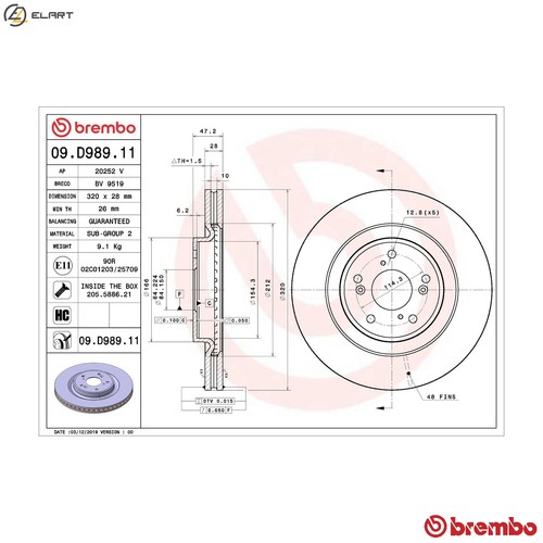 Brake disc d989 11 for - disc,