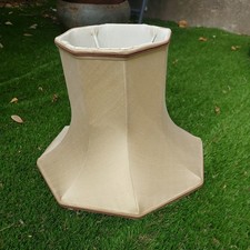 Vintage Large Lampshade Pale Gold Slub Silk Fabric octagonal Shape Traditional
