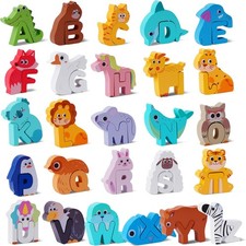 Wooden Toddler Puzzles, Montessori Toys ABC Alphabet Puzzle for Kids Ages 3-5, 