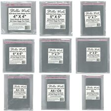 Clear Self Seal Bags For Card Blanks, DL, 6x6, 7x7, 8x8, A5, A6, 4x4, 5x5, 5x7