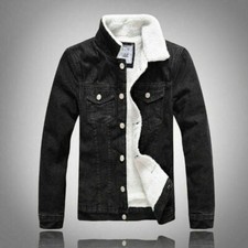 UK Mens denim winter thick fur