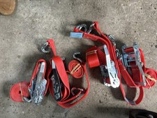 4x RED - CAR TRAILER Soft Link  Heavy Duty Ratchet Straps with Link Straps 