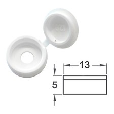 WHITE Plastic Hinged Screw Covers with Snap on Cap for Wood Screws Cover Caps