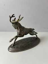 Vintage mounted silver plate prancing deer stag statue made in Spain