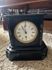 Small Antique Slate and Marble Timepiece Mantle Clock in Full Working Order