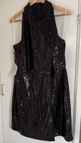 Halston black sequin halter - halston,