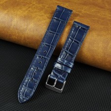 Blue Flat Leather Watch Strap