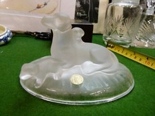 Cristal d’Arques Labrador and her two pups frosted glass figurine, free delivery