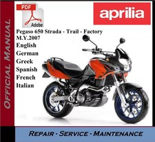 Aprilia Pegaso 650 Strada - Trail - Factory 2007  Workshop Service Manual on CD