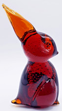 Murano controlled bubble amber glass bunny rabbit. Wabi Sabi Wonders collection.