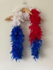 Blue, Red & White Feather Boa