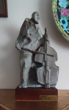 Vintage Antonio Oteiza San Sebastián 1926 Musician with a double bass Figure Art
