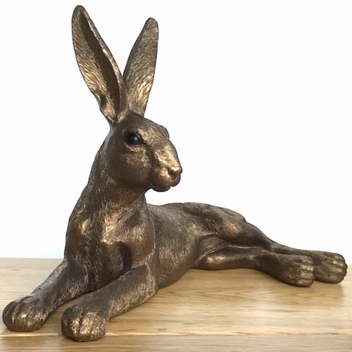 Leonardo bronze hare laying - hare,