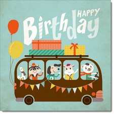 Doodlecards Birthday Card for Boy Bus