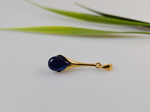 Blue amber necklace gold - necklace,