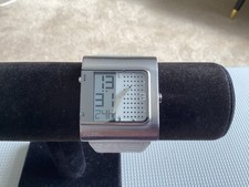 Fossil Anadigi Wide Cuff Watch JR9388 Silver Dial White Leather Strap