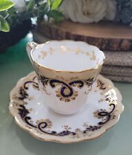 Rare Antique Early Ridgeway 1800s China Blue & Gold Tea Cup & Saucer Set