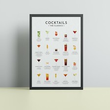 Cocktails Print Cocktails Poster - Wall Art Print - Available Framed