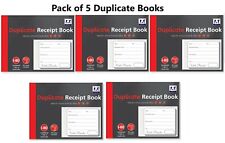 5 x Duplicate Receipt Book Numbered 1- 80 Pages Half Size With Carbon Sheets