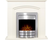 Adam Venice/Devon Fireplace Suite Cream + Colorado Electric Fire Brushed Steel,