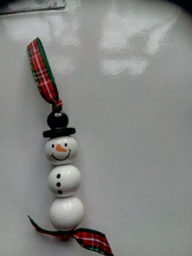 Wooden snowman tree decoration - wooden,