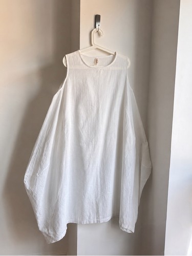 White cotton linen midi - white,