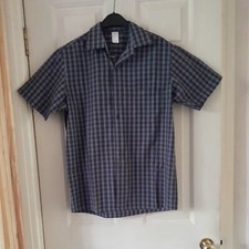 Mens/Boys Tesco short sleeve shirt. Small. Grey/Blue/White plaid. 