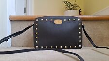 Michael Kors Black Saffiano Leather   Studded Crossbody Bag In Excellent Cond