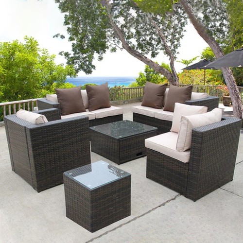 Brown rattan garden wicker - garden,