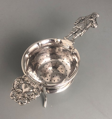 Antique silver tea strainer - silver, on