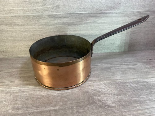 Antique french copper pan with - copper,