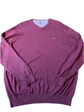 Men’s Fynch Hatton Plum V Neck Jumper Superfine 100% Cotton Size 3XL