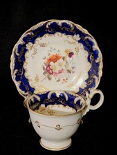 An Antique Early 19thC Ridgway Tea Cup and Saucer, C1825 Hand Painted 3/976