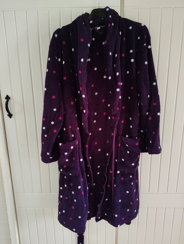 Purple polka dot fluffy robe - purple,