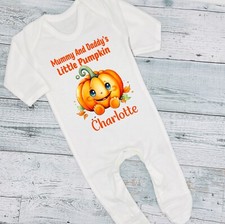 Mummy & Daddy's Little Pumpkin Personalised Halloween 2025 Baby Bib Grow T-Shirt