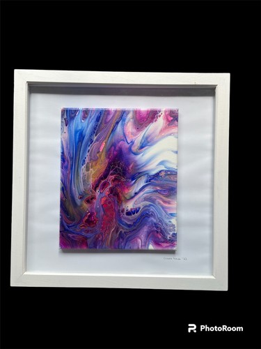 Art abstract ooak blue pink - abstract,