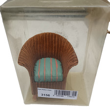 Dolls House Emporium Wicker Chair – 1:12 Scale Resin – Blue Striped Cushion – Ne