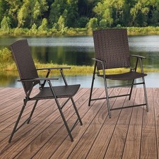 Garden Chairs Rattan x 2 Pair