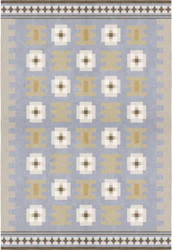 Handmade dove blue wool rug - blue,